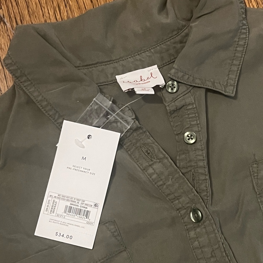 Isabel Olive Green Button-Up Shirt